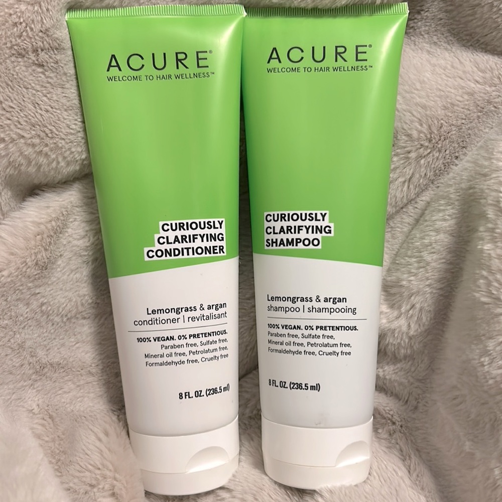 Acure curiously clarifying shampoo and conditioner